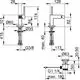 Bidetmischer von Keuco mit verchromter Oberfläche und Ablaufgarnitur. Technische Maße und Konstruktionsdetails sind im Diagramm dargestellt.